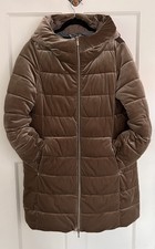 Geox Respira Size 14 Padded Puffa Velvet Coat Jacket Gold Beige Hood Hooded