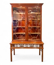 Antique Carved Mahogany Bookcase / Cabinet On Stand 19th C.