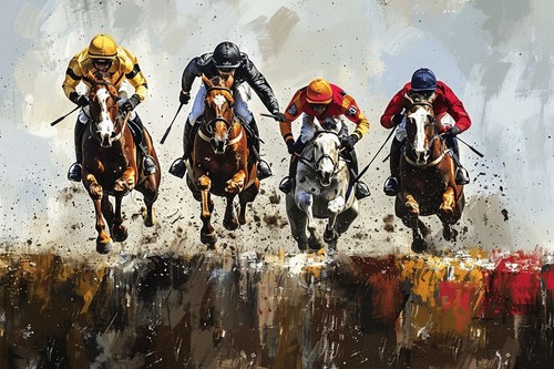 Horse racing canvas picture - horse,
