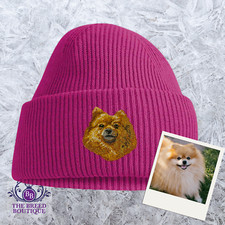 POMERANIAN EMBROIDERED BEANIE ONE SIZE FIT 13 COLOURS  WITH GIFT BOX
