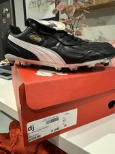 PUMA King Cup FG Black/White Leather Moulded Football Boots Size EU43/UK9
