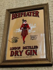 Vintage Beefeater London Distilled Dry Gin Mirror Picture Pub Advertising Bar