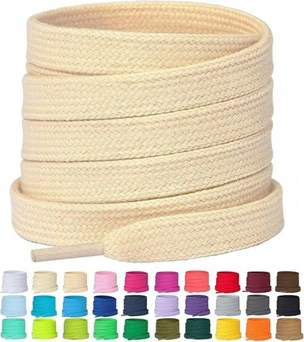 Flat cotton shoelaces - flat, 80-160cm
