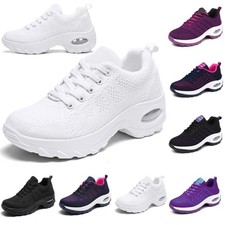 Womens Trainers Running Shoes Ladies Lace Up Flat Comfy Fitness Gym Sports Size