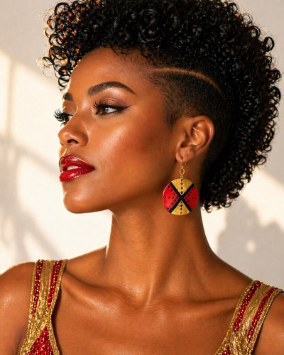 Red gold tribal earrings - gold,
