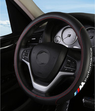 15" PU Leather+Carbon fiber Steering Wheel Cover For 1916-2025 BMW All Cars