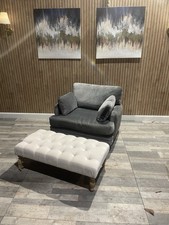 Loaf Squisharoo Arm Chair & Footstool In Clever Velvet