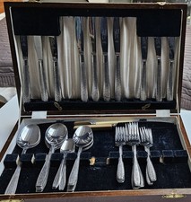 Mid Century Modern Vintage 1960s Sheffield Stainless Steel Cutlery with Canteen