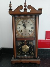 Highland Wooden Cased Pendulum Mechanical 31 Day Wall Clock with Key Good