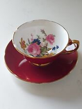 Argyle Cup & Saucer Burgundy