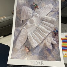 Sirdar  3675 Baby  Knitting Pattern 3 Ply Wool Matinee Coat , Bonnet 14-20”