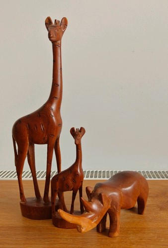 Pair hand carved wooden - pair,