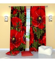 Curtains Red Poppies