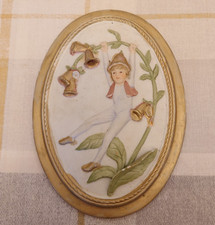 Vintage 1988 Collection Alexander Fine Porcelain Flying Fairy Bells Wall Plaque