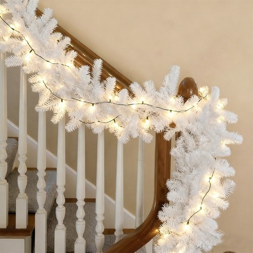 9ft white christmas garland - white,