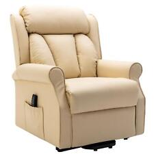 The Darwin - Dual Motor Riser Recliner Mobility Arm Chair Cream Genuine Leather