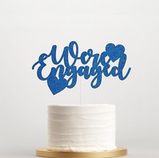 We're Engaged Cake Topper Engagement Party Decor Glitter Card Topper 