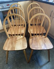 Six Blonde Vintage Ercol Hoop Back Windsor Chairs Model 400 (more Available)