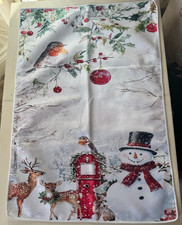 Set Of 4 Christmas Snowman & Robin Tea Towels 
