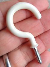 Screw-in Ceiling / Wall / Cup Hooks, White Plastic Coated, 1.5" (38mm), 4 Pack,