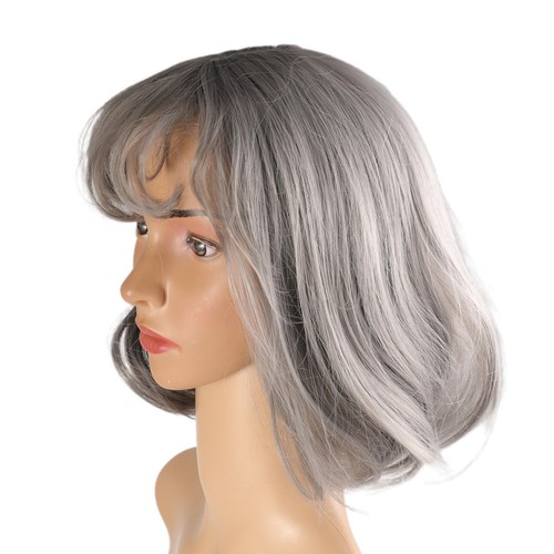 Grey bob hair wig synthetic - hair,