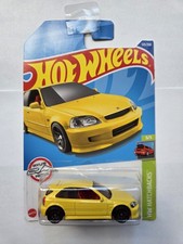 Hot Wheels 99 Honda Civic Type R EK9 JDM In Yellow HW Hatchbacks