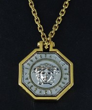 VERSACE GOLD PLATED Vintage Octogone Medusa Head Chain Necklace, 33.55g - P37