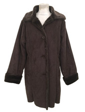 Gabrielle Vicenza Women's Coat Size 10/12 Brown Furry Trims Embroidery Used F1