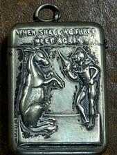 Antique Solid Silver Shakespeare Vesta Box Match Safe 5cm Extremely Rare Item
