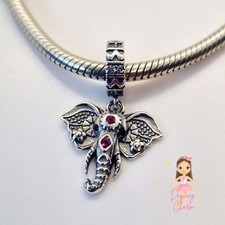? Elephant Silver & Pink Bracelet Charm Genuine S925 Stamped Sterling Silver ?
