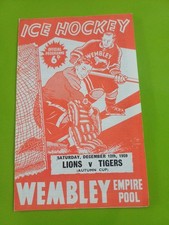 Wembley Lions V Brighton Tigers Autumn Cup Ice Hockey Programme.  12.12.1959