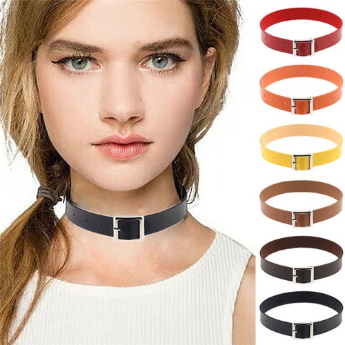 Leather choker neckband - leather,
