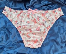 Sweet Vintage Style Floral Ditsy Silky Satin CD Panties Knickers Sissy XL sz 16