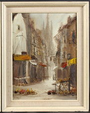 John Bampfield (b. 1947) - Original Oil Painting - Parisian Street Scene.