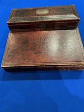 Antique Regency Leather Writing Slope c1820 Desk Box with Inkwells & Tools