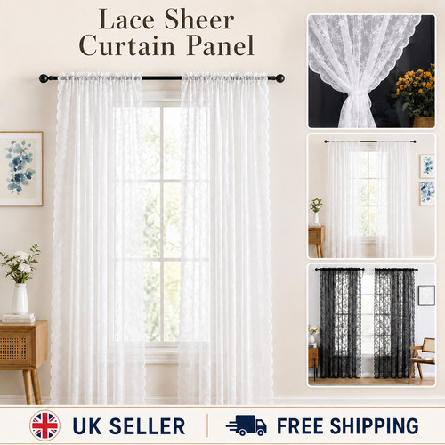 Lace sheer curtain panel - lace,