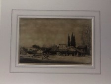 An Original Etching “ Farm Sheds” By William Strang