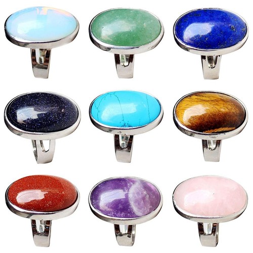 Adjustable oval gemstone band - oval,