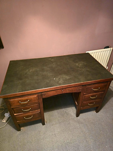 Vintage 1920s dark wood desk - 1920s,