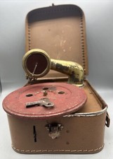 1920’s portable gramophone record player in case clockwork wind-up German RARE