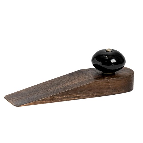 Wooden door stop black - -,
