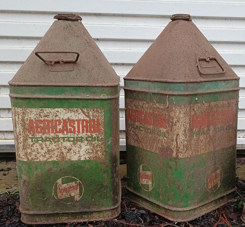 1960s fuel cans agricastrol - 1960s, cans.