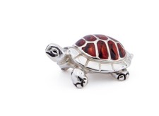 Saturno Silver and Enamel Tortoise - Fully Hallmarked Sterling Silver