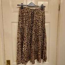 Zara Leopard Print Pleated Midi skirt Size Small