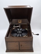 His Masters Voice Gramophone Model 109 HMV Wind Up Oak Cased Table Top 1930s