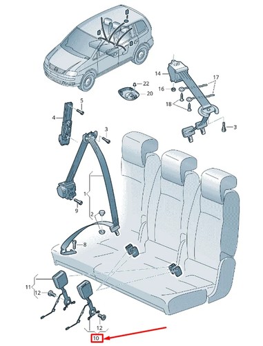 Touran rear seat - seat, belt