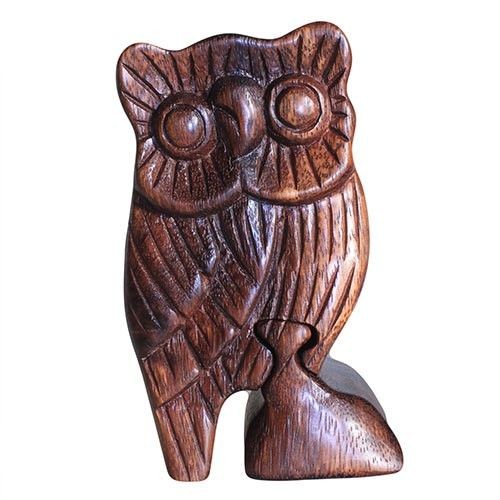 Owl wooden puzzle box hand - wooden,