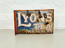 Vintage Double-Sided Lyons Tea Enamel Sign – L-Shaped Wall Mount c.1930s