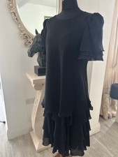 Simon Ellis Ladies Black chiffon party midi dress (2 peice) Size 14