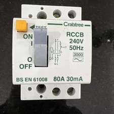 CRABTREE RCCB- Starbreaker ORIGINAL 1990’s - 80 AMP RCCB 2P 80A CRABTREE